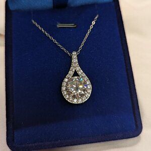 Brilliant Cut Moissanite tear drop pendant